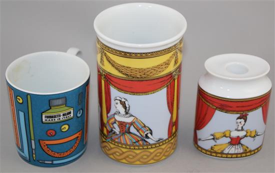 Fornasetti for Rosenthal: Four Commedia dellArte items, 9cm, the majority boxed (5)